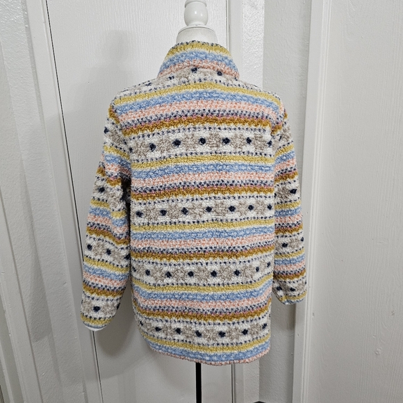 Style & Co Striped Soft Fleece Sherpa Teddy Pullover Sweater Cream Womens Large - Picture 11 of 11